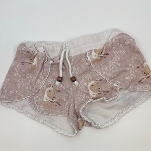 Made in Canada Charming Kids' Horse Print Shorts in Pink and Beige